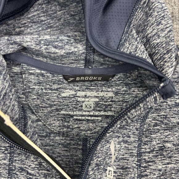 Brooks Jacket Womens XS Blue Heather Full Zip Hooded Running Athletic Thumbholes - Picture 3 of 9